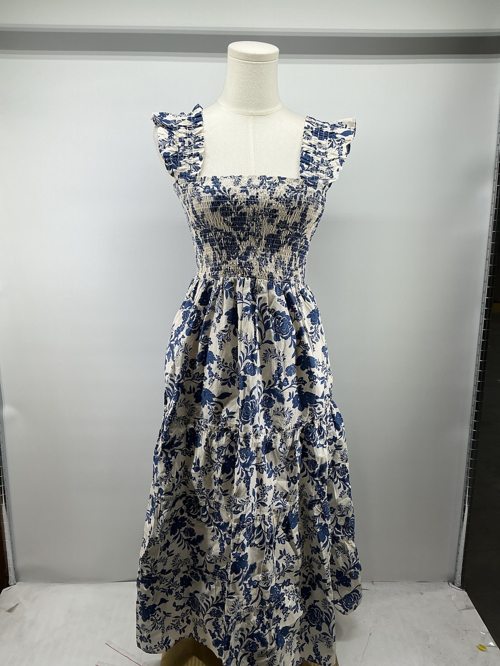 100% Organic Cotton Poplin Smocked Midi Dress